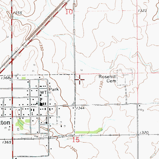 Topographic Map of Hazelton Wastewater Treatment Facility, KS