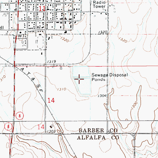 Topographic Map of Kiowa Wastewater Plant, KS