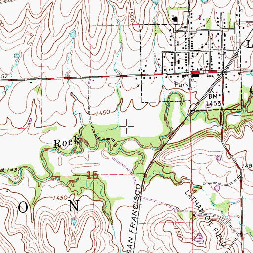 Topographic Map of Latham Wastewater Plant, KS