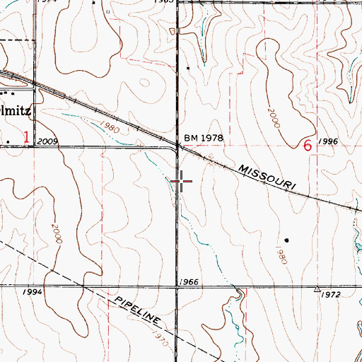 Topographic Map of Olmitz Wastewater Plant, KS