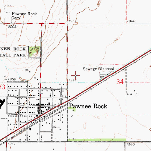 Topographic Map of Pawnee Rock Water Treatment Facility, KS