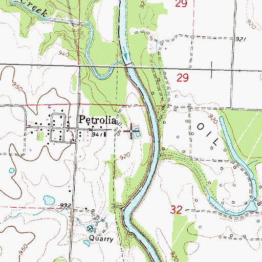 Topographic Map of Petrolia Wastewater Plant, KS