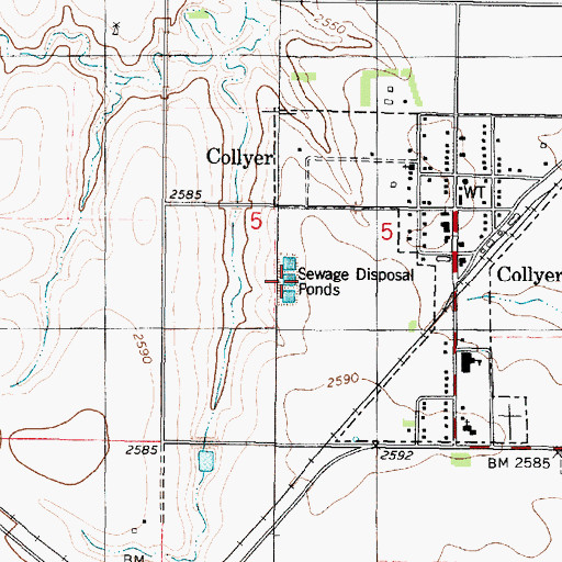 Topographic Map of Collyer Wastewater Plant, KS
