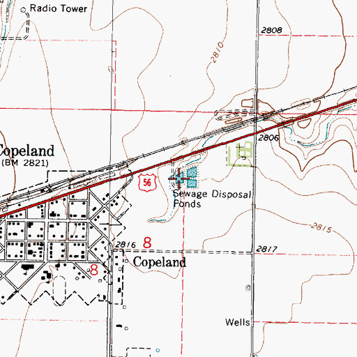 Topographic Map of Copeland Wastewater Treatment Facility, KS
