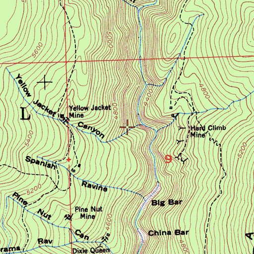 Topographic Map of Yellow Jacket Canyon, CA