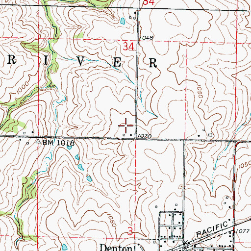 Topographic Map of Denton Wastewater Plant, KS