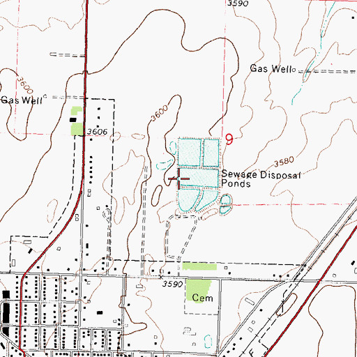 Topographic Map of Elkhart Wastewater Plant, KS