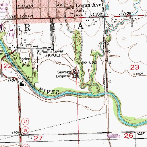 Topographic Map of Emporia Wastewater Treatment Plant, KS