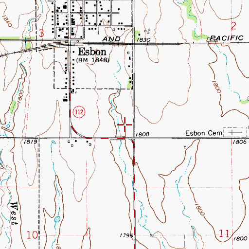 Topographic Map of Esbon Wastewater Plant, KS