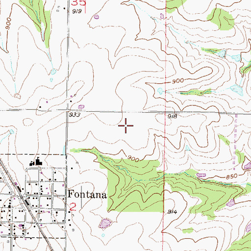 Topographic Map of Fontana Wastewater Plant, KS