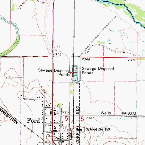 Topographic Map of Ford Wastewater Plant, KS