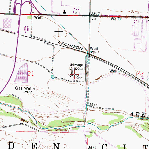 Topographic Map of Garden City Wastewater Department, KS