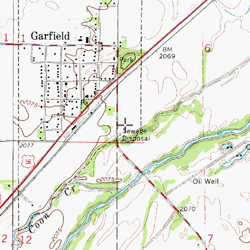 Topographic Map of Garfield Wastewater Plant, KS