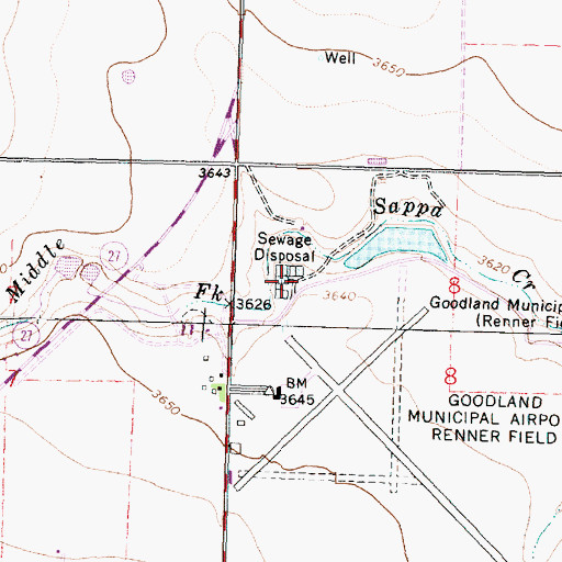Topographic Map of Goodland Wastewater Plant, KS