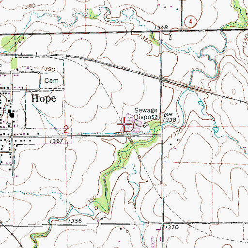 Topographic Map of Hope Wastewater Plant, KS