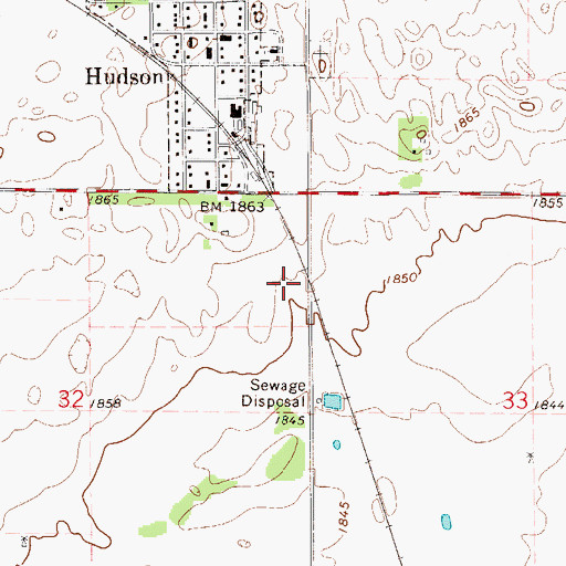 Topographic Map of Hudson Wastewater Plant, KS