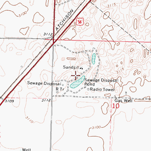 Topographic Map of Hugoton Wastewater Treatment Facility, KS