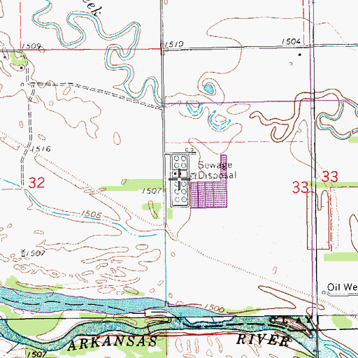 Topographic Map of Hutchinson Wastewater Treatment Plant, KS