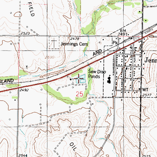 Topographic Map of Jennings Wastewater Plant, KS