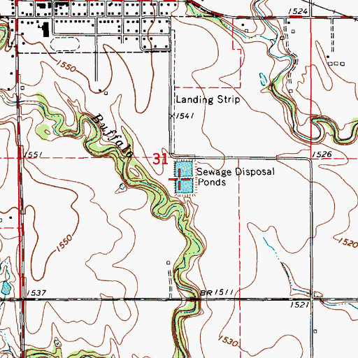 Topographic Map of Jewell Wastewater Plant, KS