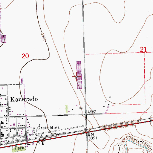 Topographic Map of Kanorado Wastewater Plant, KS