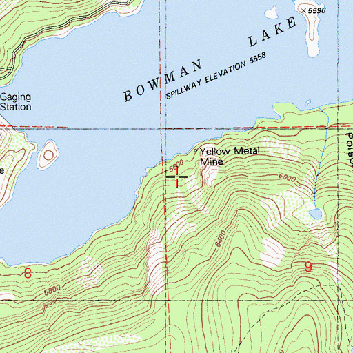 Topographic Map of Yellow Metal Mine, CA