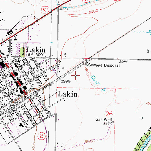 Topographic Map of Lakin Wastewater Plant, KS