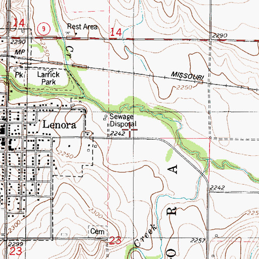Topographic Map of Lenora Wastewater Plant, KS