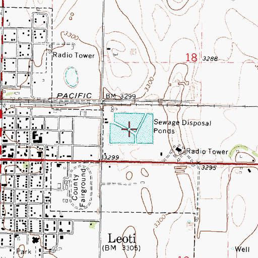 Topographic Map of Leoti Wastewater Plant, KS