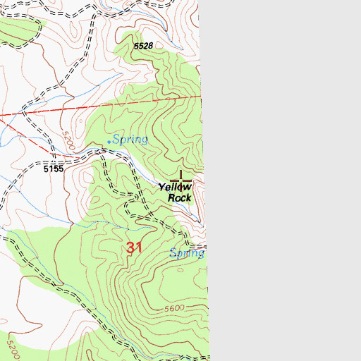 Topographic Map of Yellow Rock, CA