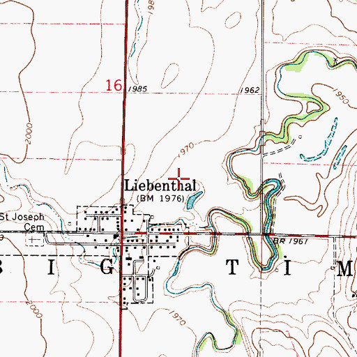 Topographic Map of Liebenthal Wastewater Plant, KS