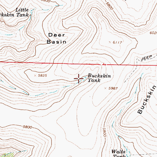 Topographic Map of Buckskin Tank, AZ