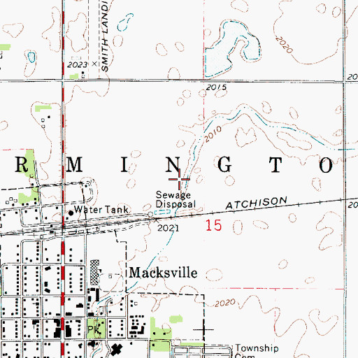 Topographic Map of Macksville Wastewater Plant, KS