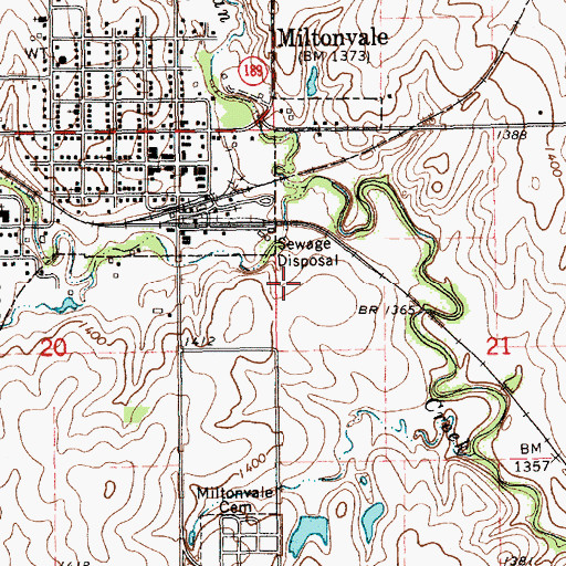 Topographic Map of Miltonvale Sewer Treatment Plant, KS