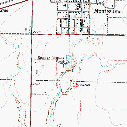 Topographic Map of Montezuma Wastewater Plant, KS
