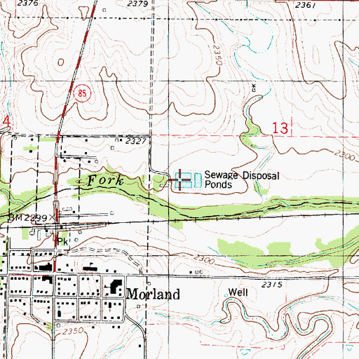 Topographic Map of Morland Wastewater Plant, KS