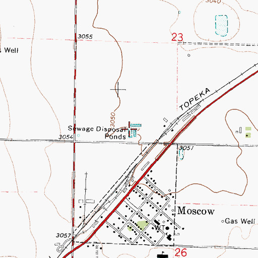 Topographic Map of Moscow Wastewater Treatment Facility, KS