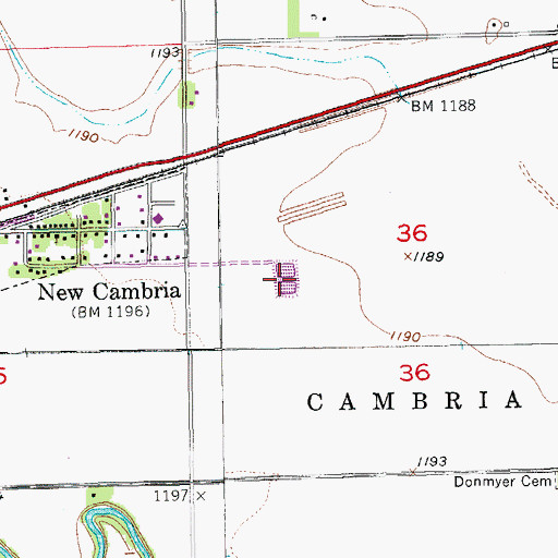 Topographic Map of New Cambria Wastewater Plant, KS