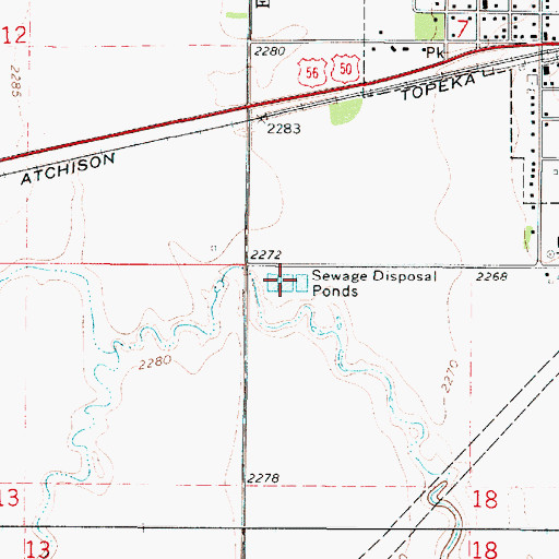 Topographic Map of Offerle Wastewater Plant, KS