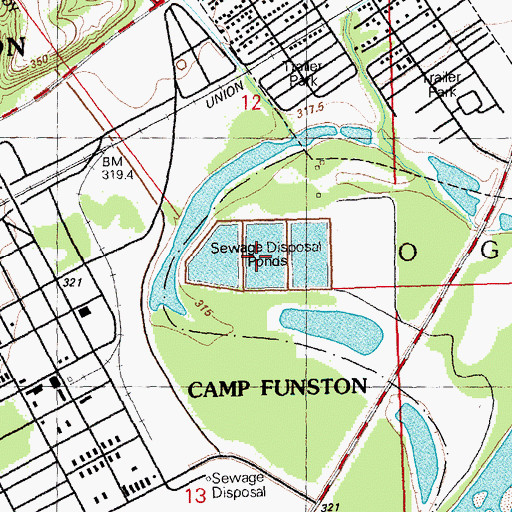 Topographic Map of Ogden Wastewater Treatment Facility, KS