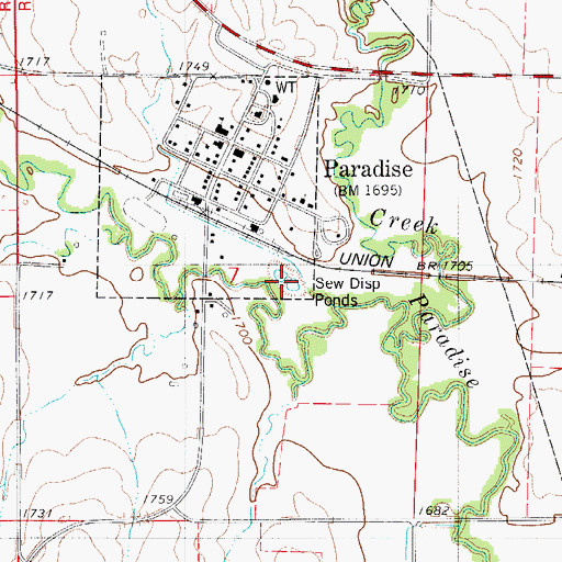 Topographic Map of Paradise Wastewater Plant, KS