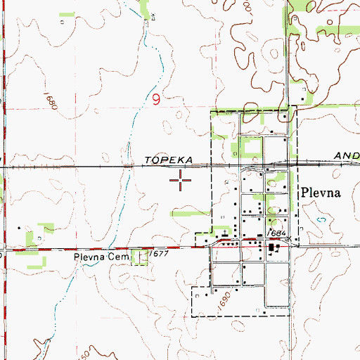 Topographic Map of Plevna Wastewater Treatment Facility, KS