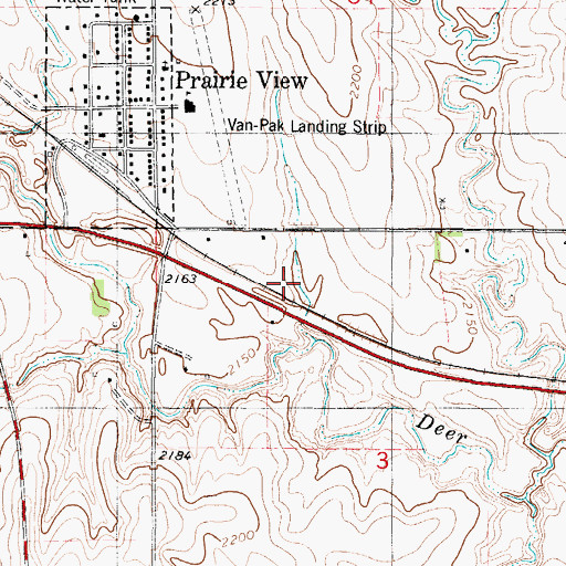 Topographic Map of Prairie View Wastewater Treatment Facility, KS