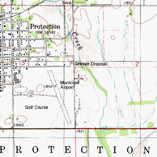 Topographic Map of Protection Wastewater Treatment Facility, KS