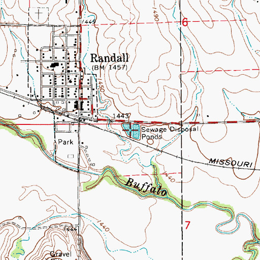Topographic Map of Randall Wastewater Plant, KS
