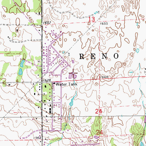 Topographic Map of Reno County Blue Spruce Sewer District Number 3, KS