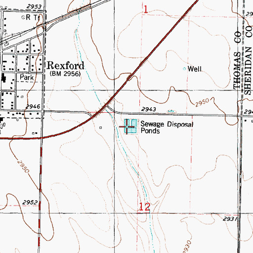 Topographic Map of Rexford Wastewater Plant, KS