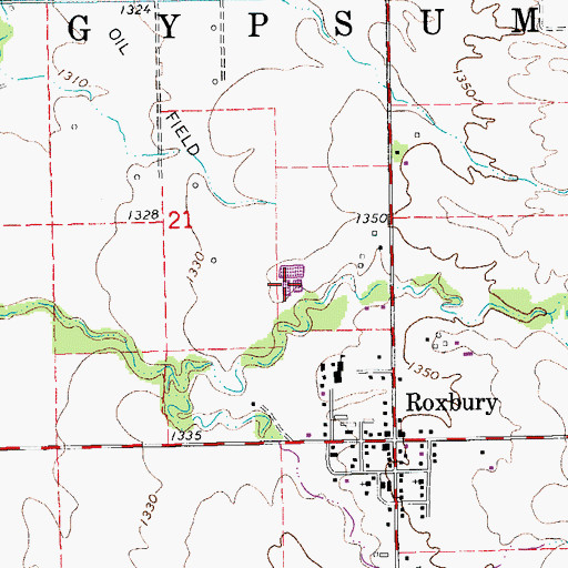 Topographic Map of Roxbury Wastewater Treatment Plant, KS