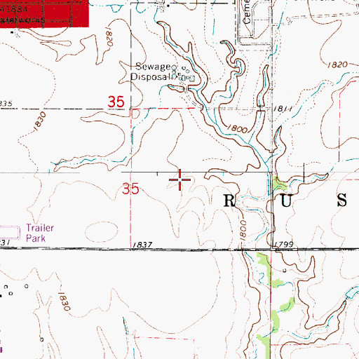 Topographic Map of Russell Wastewater Treatment Plant, KS