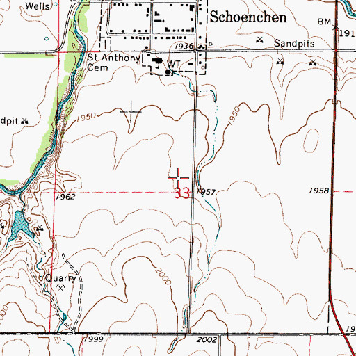 Topographic Map of Schoenchen Wastewater Plant, KS